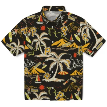 pittsburgh pirates palm tree island black hawaiian shirts best selling
