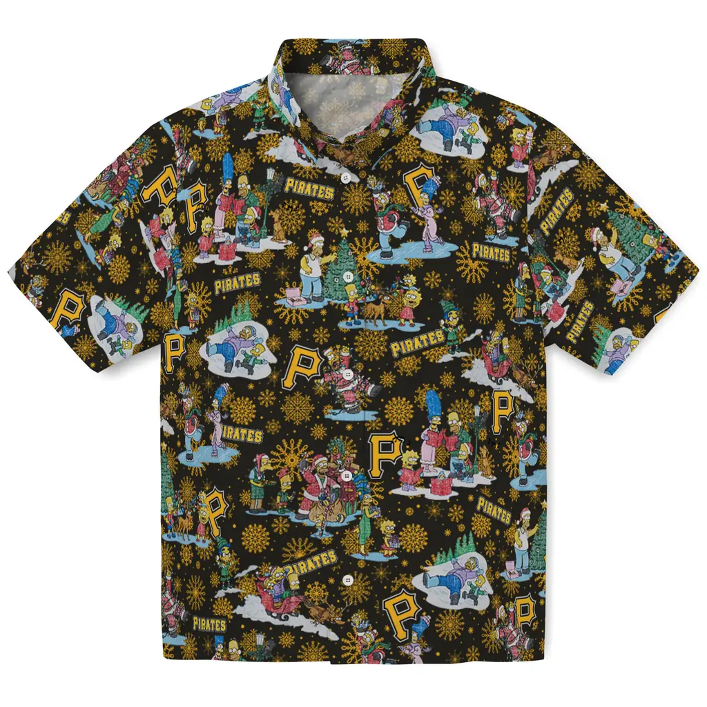 Pittsburgh Pirates Hawaiian Shirt - Simpsons Christmas pittsburgh pirates simpsons christmas black hawaiian shirts best selling