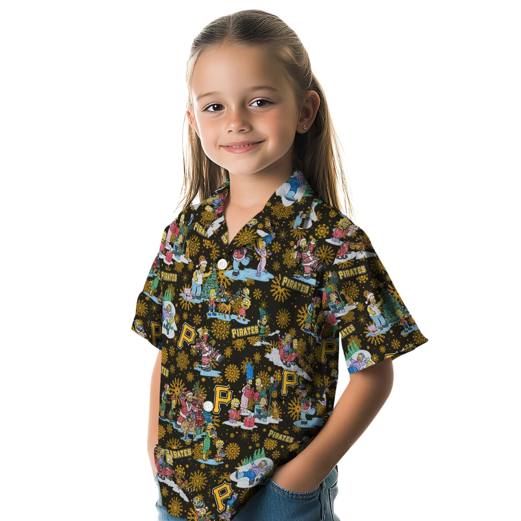Pittsburgh Pirates Hawaiian Shirt - Simpsons Christmas pittsburgh pirates simpsons christmas black hawaiian shirts premium grade