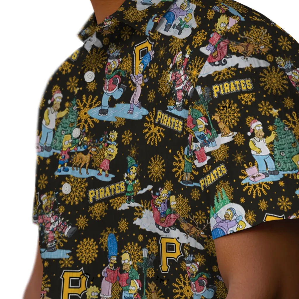 Pittsburgh Pirates Hawaiian Shirt - Simpsons Christmas pittsburgh pirates simpsons christmas black hawaiian shirts trendy