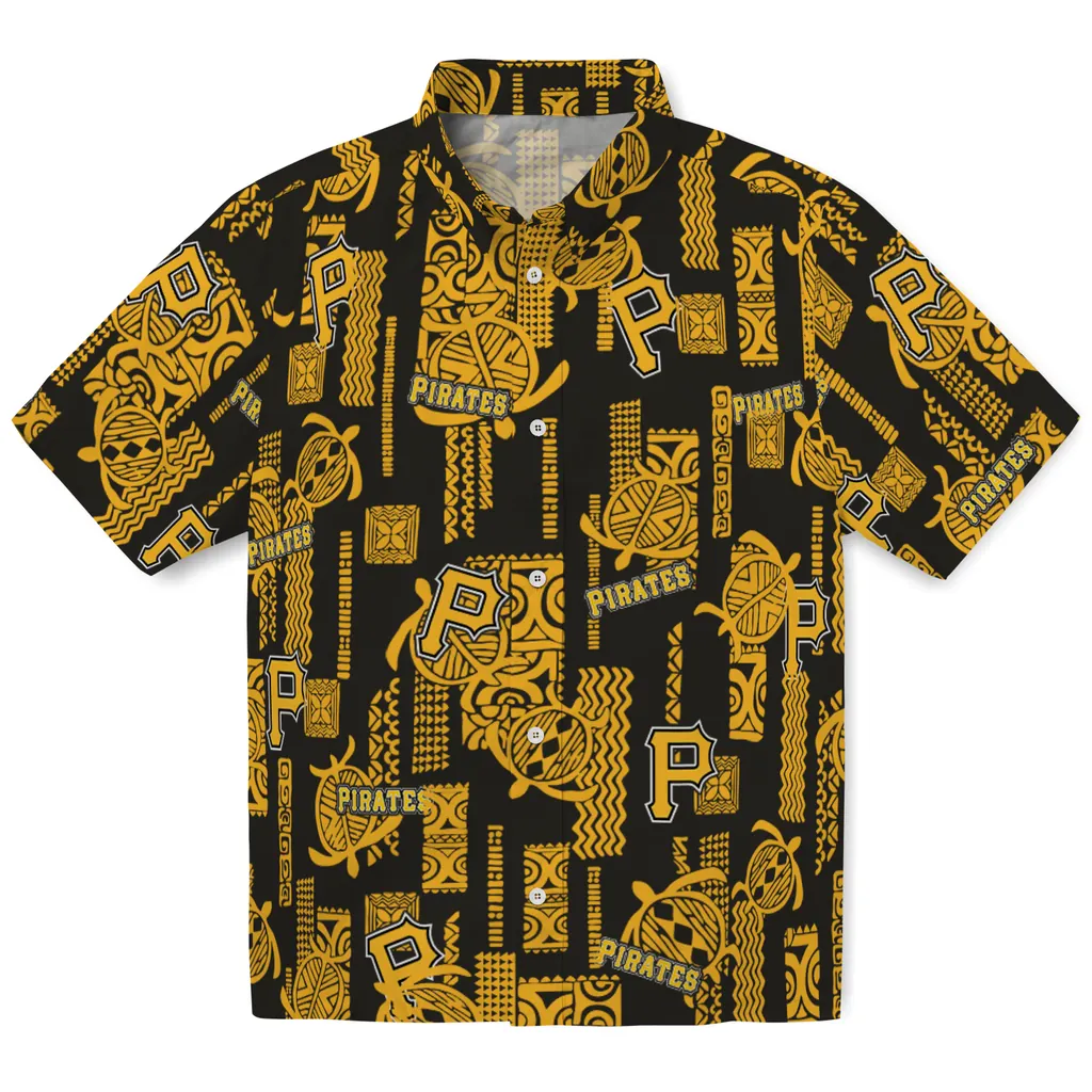 Pittsburgh Pirates Hawaiian Shirt - Turtle Lines pittsburgh pirates turtle lines black hawaiian shirts best selling