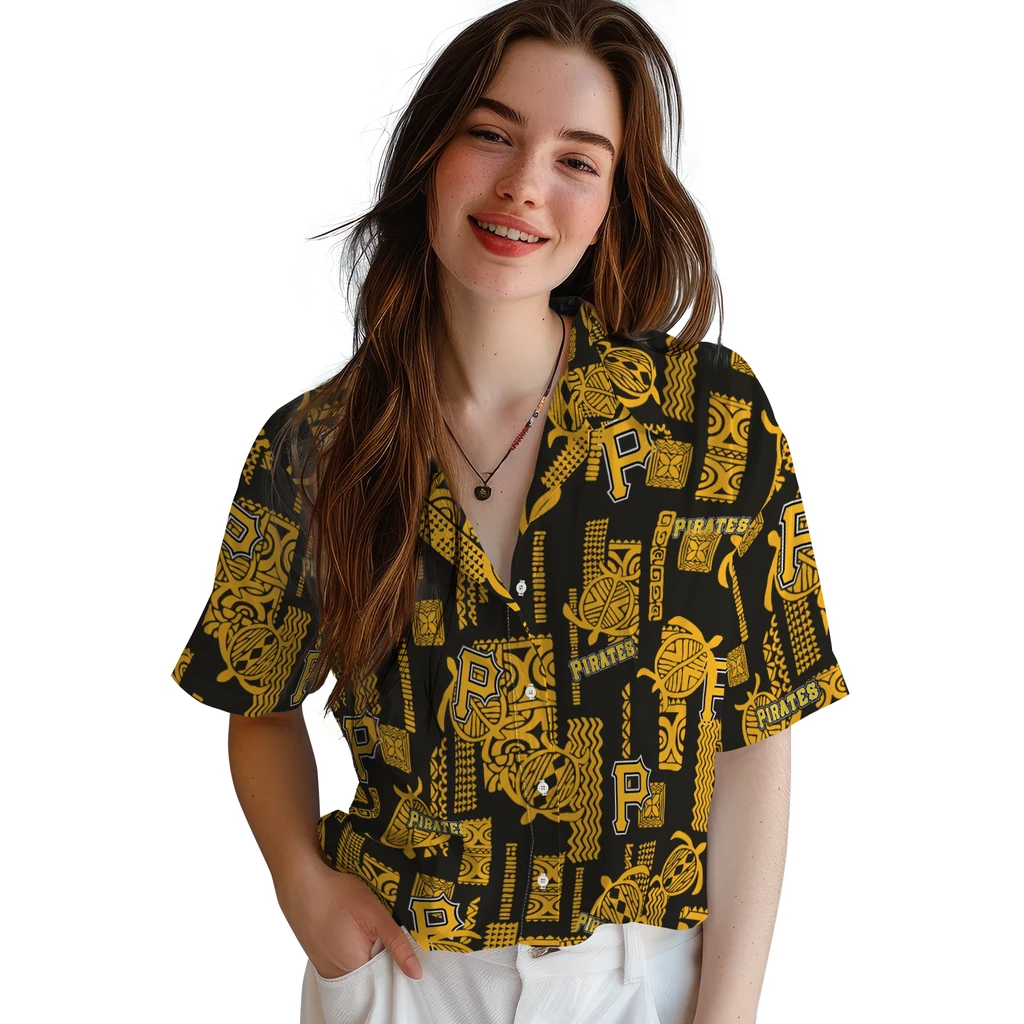 Pittsburgh Pirates Hawaiian Shirt - Turtle Lines pittsburgh pirates turtle lines black hawaiian shirts latest model
