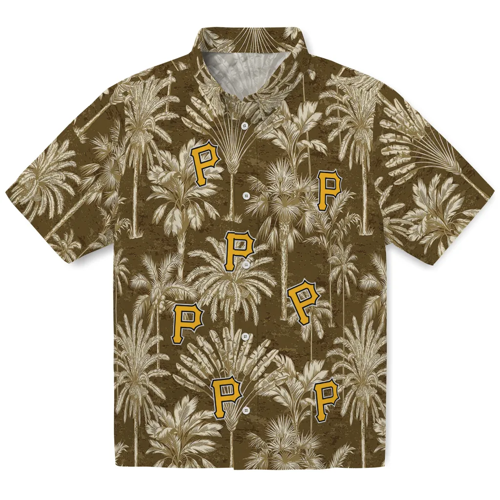 Pittsburgh Pirates Hawaiian Shirt - Vintage Palm Tree pittsburgh pirates palm shadows black hawaiian shirts best selling