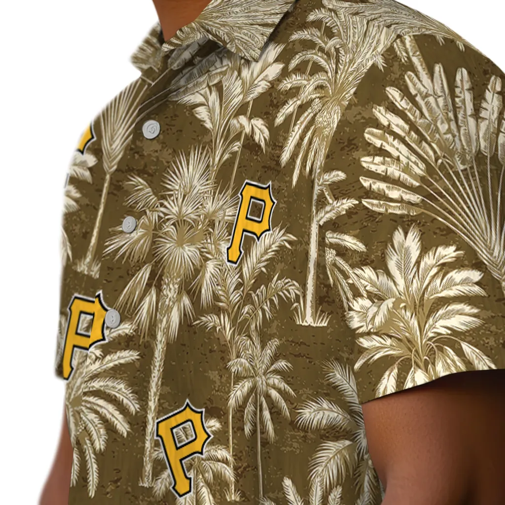 Pittsburgh Pirates Hawaiian Shirt - Vintage Palm Tree pittsburgh pirates palm shadows black hawaiian shirts trendy