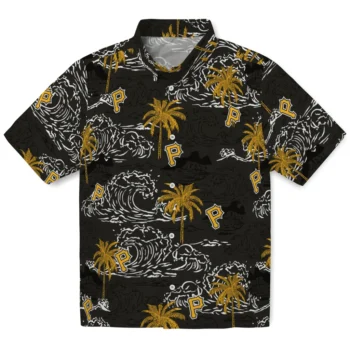 pittsburgh pirates wave palm black hawaiian shirts best selling