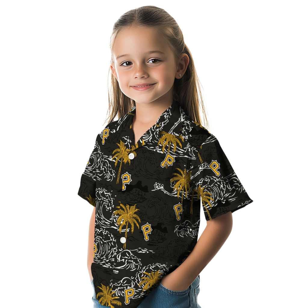 Pittsburgh Pirates Hawaiian Shirt - Wave Palm pittsburgh pirates wave palm black hawaiian shirts premium grade