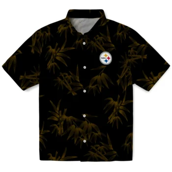 pittsburgh steelers bamboo branches gold black hawaiian shirts best selling