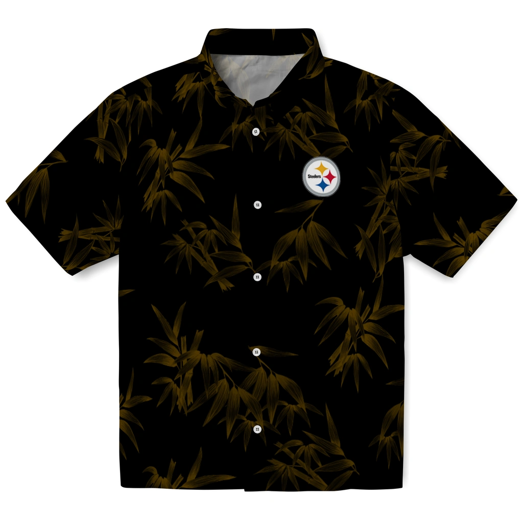 Pittsburgh Steelers Hawaiian Shirt - Bamboo Branches pittsburgh steelers bamboo branches gold black hawaiian shirts best selling
