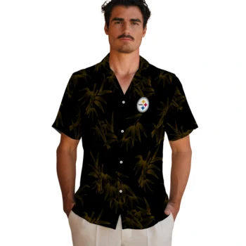 pittsburgh steelers bamboo branches gold black hawaiian shirts fashion forward