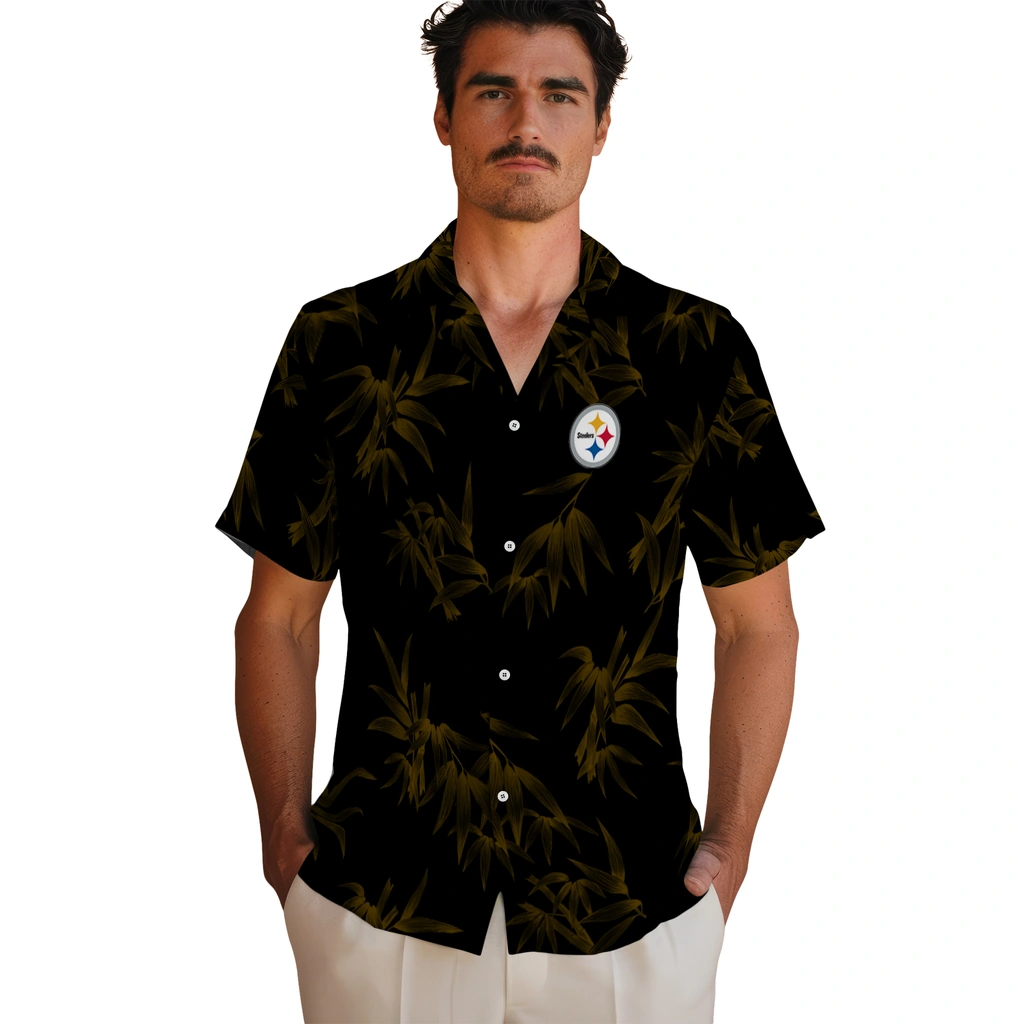 Pittsburgh Steelers Hawaiian Shirt - Bamboo Branches pittsburgh steelers bamboo branches gold black hawaiian shirts fashion forward