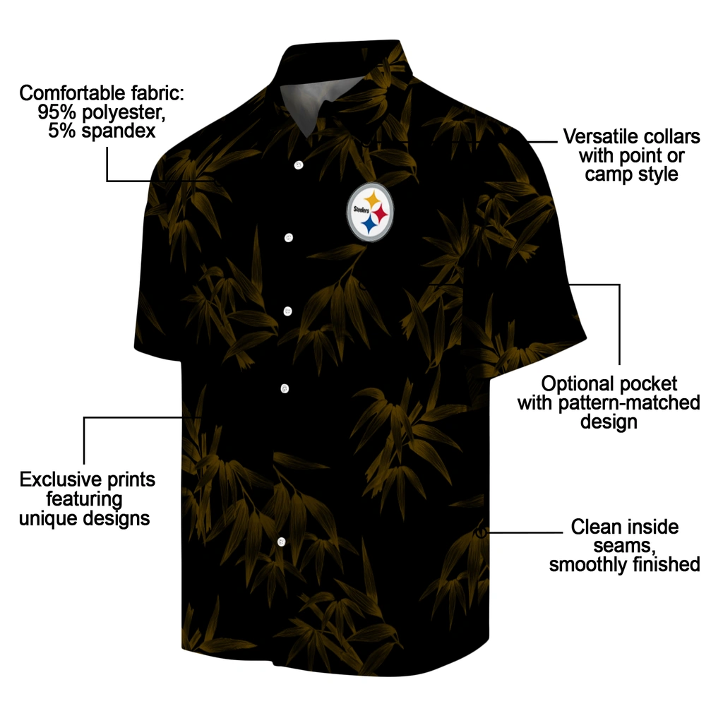 Pittsburgh Steelers Hawaiian Shirt - Bamboo Branches pittsburgh steelers bamboo branches gold black hawaiian shirts new arrival