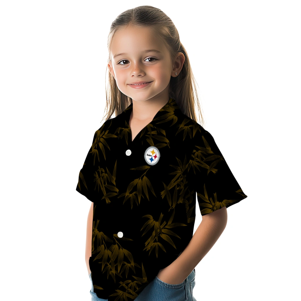 Pittsburgh Steelers Hawaiian Shirt - Bamboo Branches pittsburgh steelers bamboo branches gold black hawaiian shirts premium grade