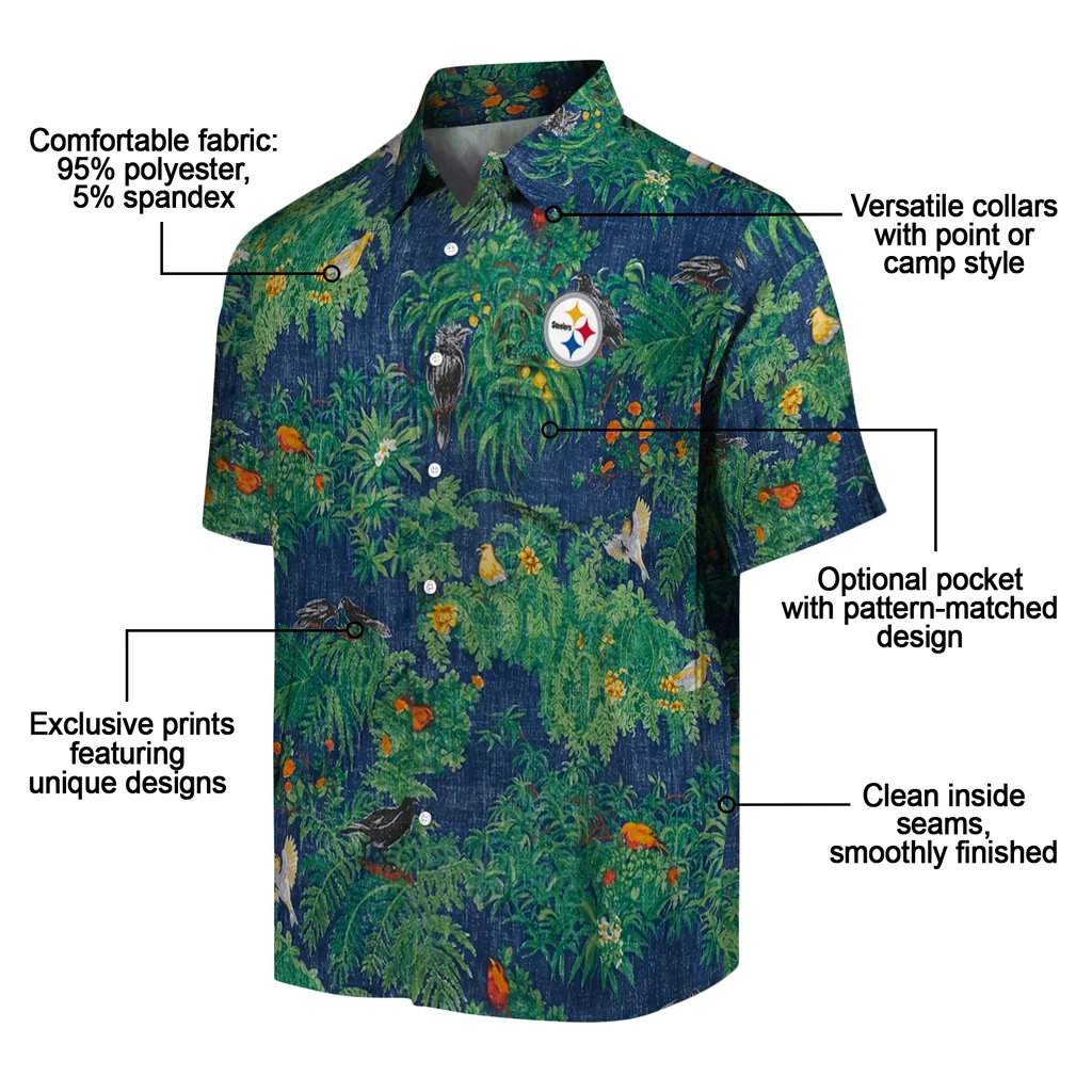Pittsburgh Steelers Hawaiian Shirt - Bird Canopy pittsburgh steelers bird canopy green hawaiian shirts new arrival