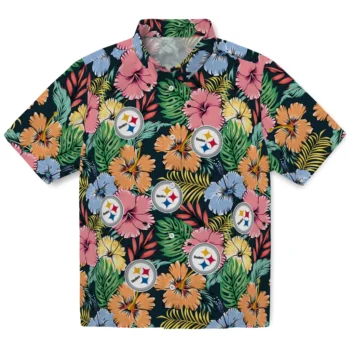 pittsburgh steelers brilliant hibiscus garden hawaiian shirts best selling