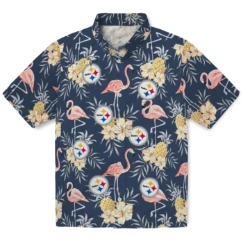 pittsburgh steelers flamingo hibiscus navy hawaiian shirts best selling