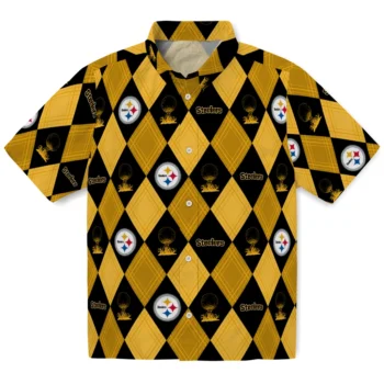 pittsburgh steelers balloon plaid gold hawaiian shirts best selling