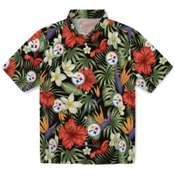 pittsburgh steelers hibiscus bird hawaiian shirts best selling
