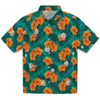 pittsburgh steelers hibiscus escape green hawaiian shirts best selling