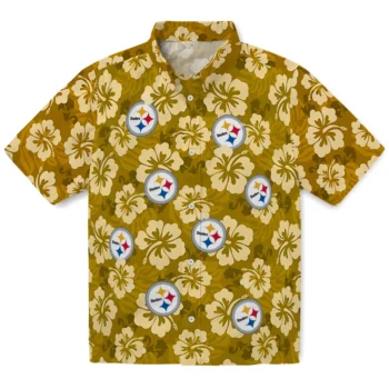 pittsburgh steelers hibiscus cluster gold hawaiian shirts best selling