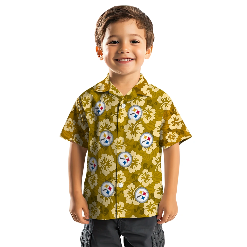Pittsburgh Steelers Hawaiian Shirt - Hibiscus Cluster pittsburgh steelers hibiscus cluster gold hawaiian shirts top rated