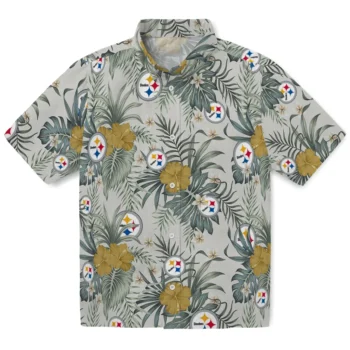 pittsburgh steelers hibiscus designs beige hawaiian shirts best selling