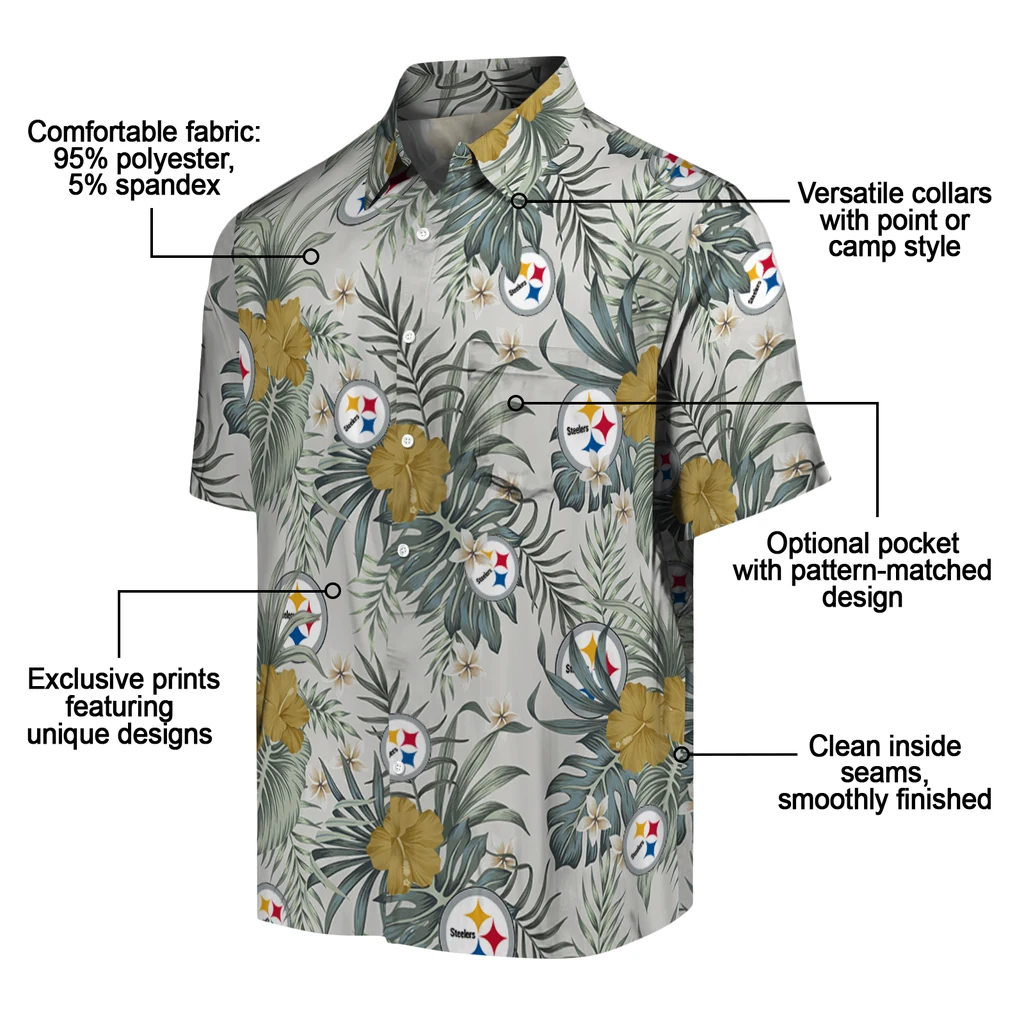 Pittsburgh Steelers Hawaiian Shirt - Hibiscus Designs pittsburgh steelers hibiscus designs beige hawaiian shirts new arrival