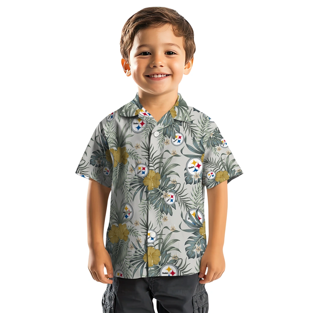 Pittsburgh Steelers Hawaiian Shirt - Hibiscus Designs pittsburgh steelers hibiscus designs beige hawaiian shirts top rated
