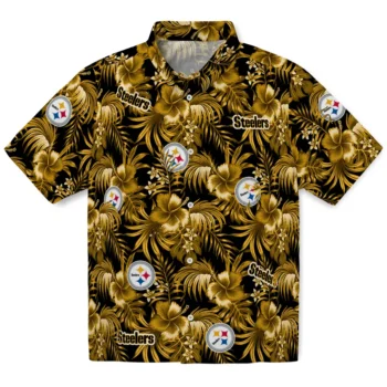 pittsburgh steelers hibiscus exotic gold hawaiian shirts best selling