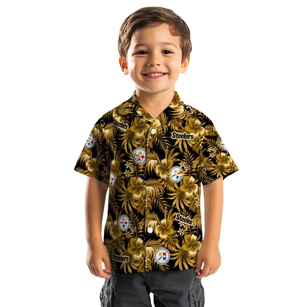 Pittsburgh Steelers Hawaiian Shirt - Hibiscus Exotic pittsburgh steelers hibiscus exotic gold hawaiian shirts top rated