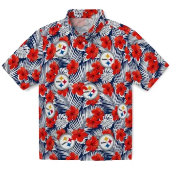 pittsburgh steelers hibiscus fiesta red royal blue hawaiian shirts best selling