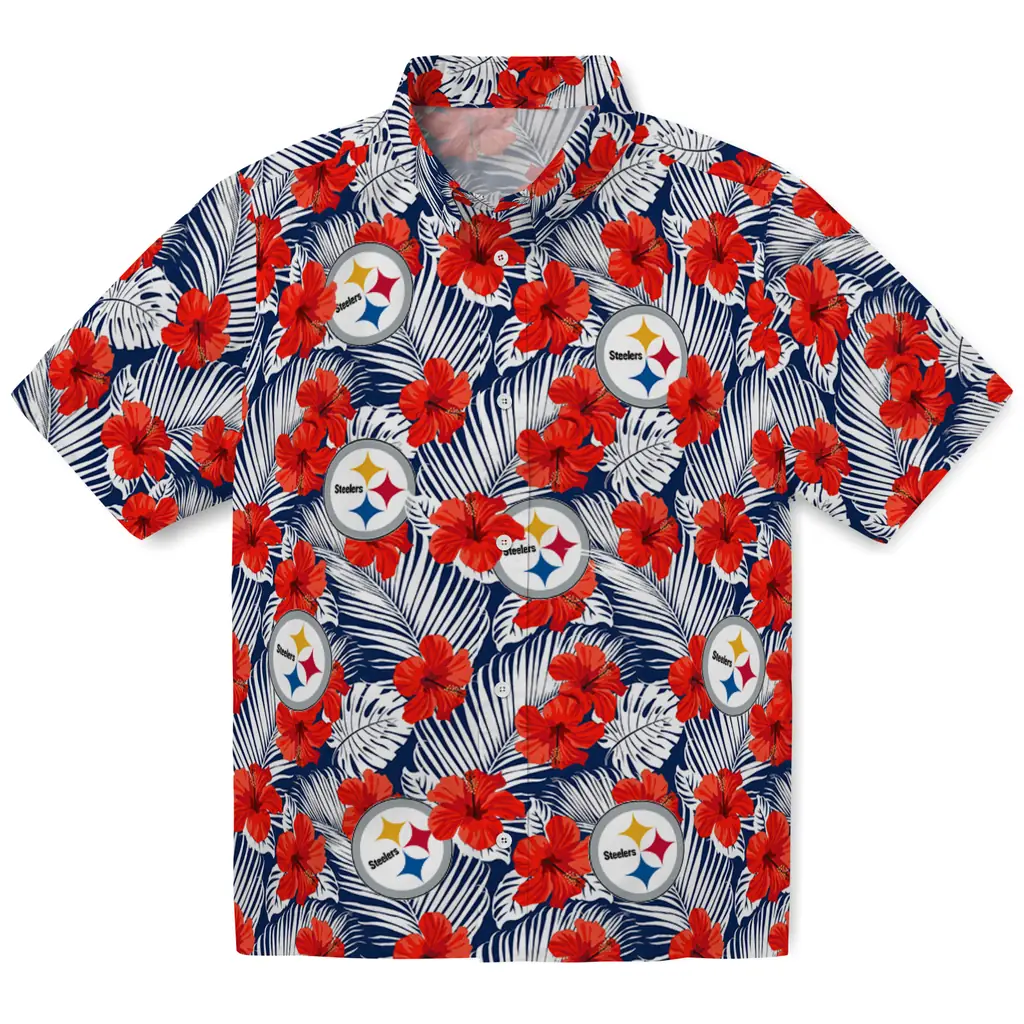 Pittsburgh Steelers Hawaiian Shirt - Hibiscus Fiesta pittsburgh steelers hibiscus fiesta red royal blue hawaiian shirts best selling