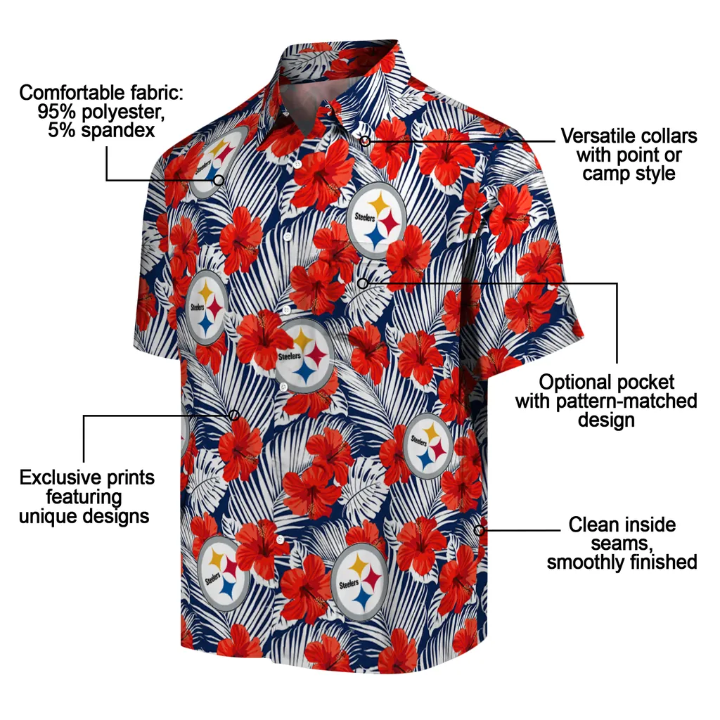 Pittsburgh Steelers Hawaiian Shirt - Hibiscus Fiesta pittsburgh steelers hibiscus fiesta red royal blue hawaiian shirts new arrival