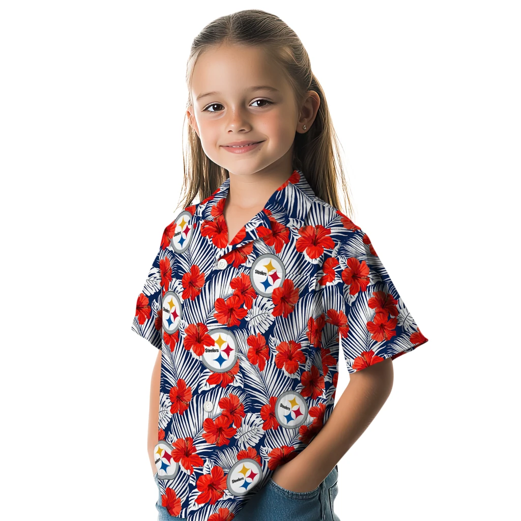 Pittsburgh Steelers Hawaiian Shirt - Hibiscus Fiesta pittsburgh steelers hibiscus fiesta red royal blue hawaiian shirts premium grade