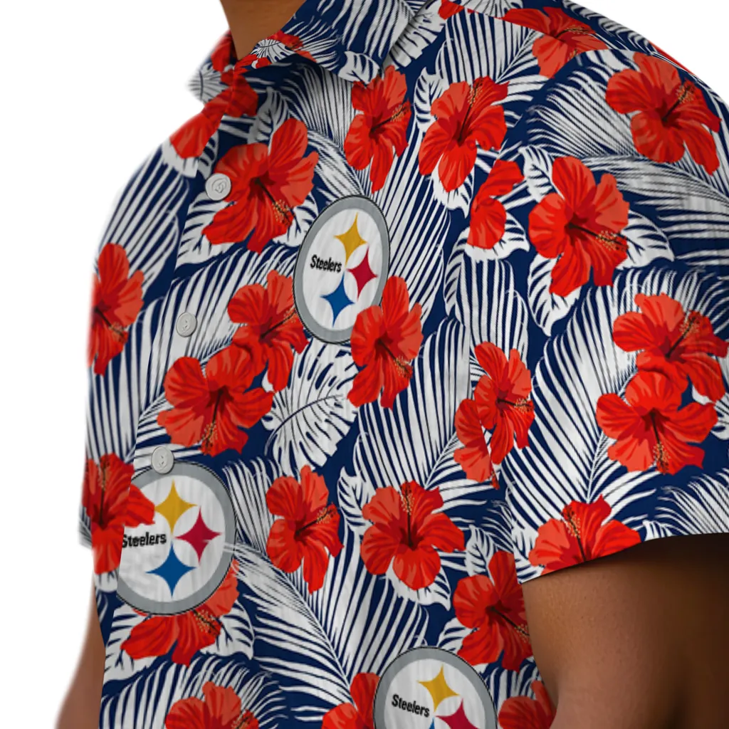 Pittsburgh Steelers Hawaiian Shirt - Hibiscus Fiesta pittsburgh steelers hibiscus fiesta red royal blue hawaiian shirts trendy