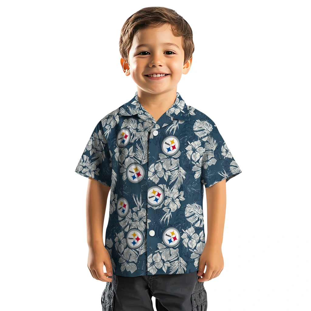 Pittsburgh Steelers Hawaiian Shirt - Hibiscus Flowers pittsburgh steelers hibiscus flowers navy blue hawaiian shirts top rated