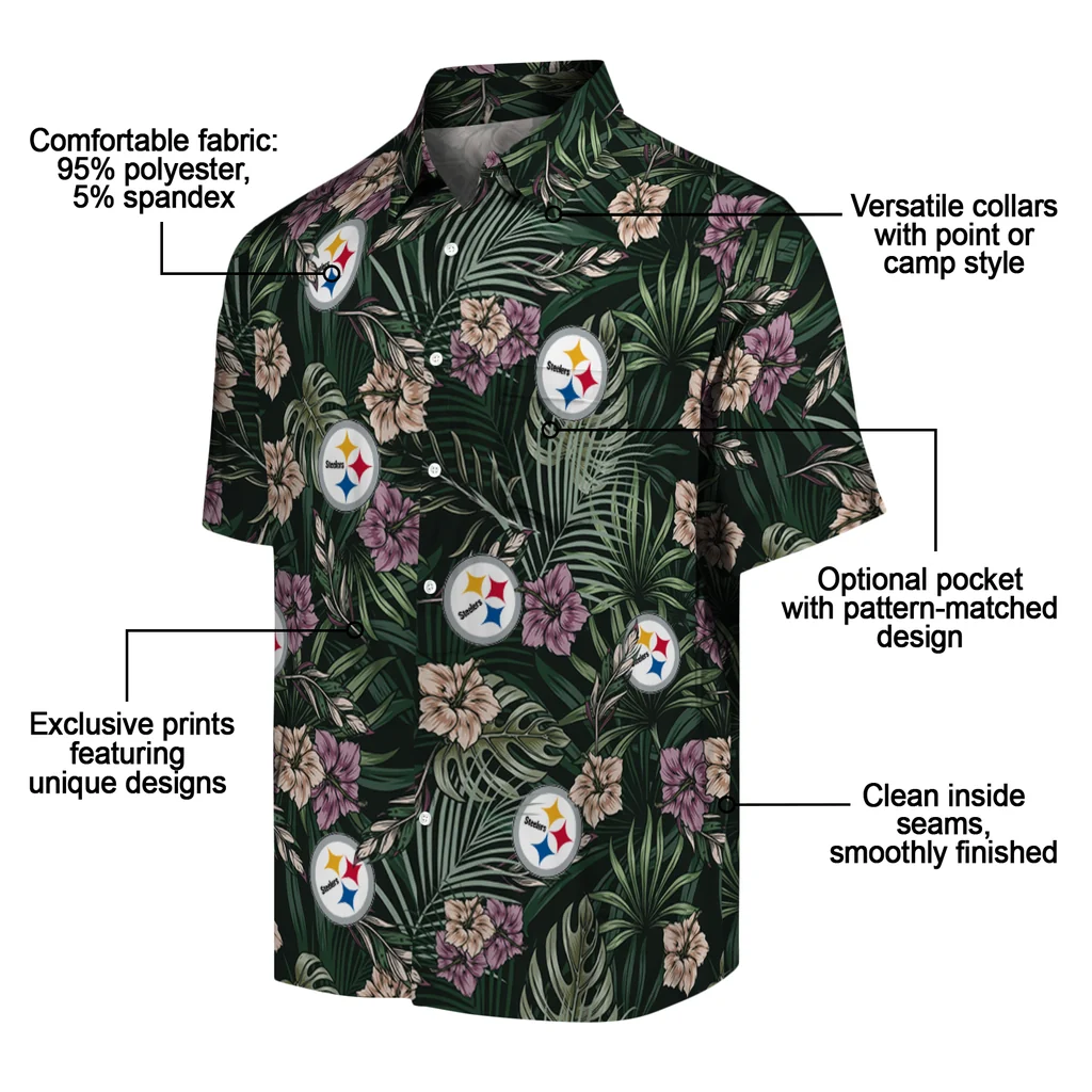 Pittsburgh Steelers Hawaiian Shirt - Hibiscus Leaves Pattern pittsburgh steelers hibiscus leaves pattern green hawaiian shirts new arrival