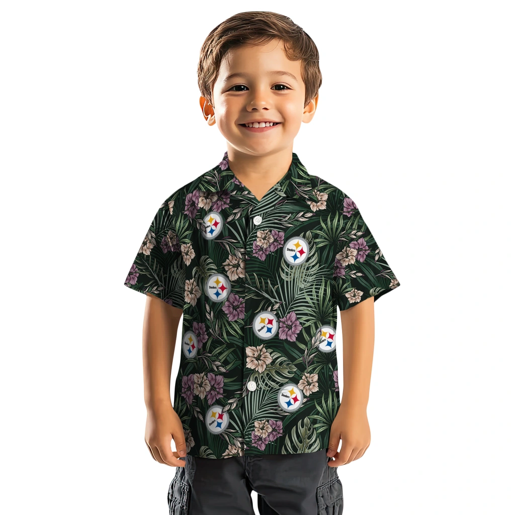 Pittsburgh Steelers Hawaiian Shirt - Hibiscus Leaves Pattern pittsburgh steelers hibiscus leaves pattern green hawaiian shirts top rated