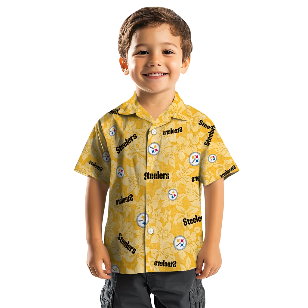 Pittsburgh Steelers Hawaiian Shirt - Hibiscus Oasis pittsburgh steelers hibiscus oasis gold hawaiian shirts top rated