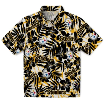 pittsburgh steelers hibiscus overlay hawaiian shirts best selling