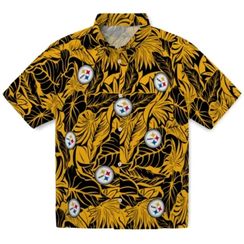 pittsburgh steelers monstera layer gold hawaiian shirts best selling