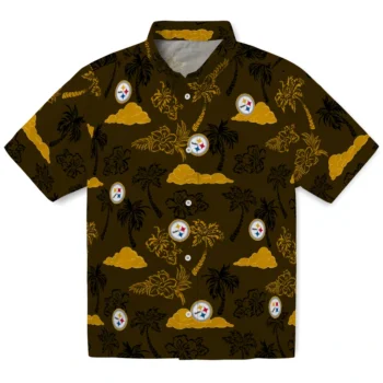 pittsburgh steelers palm and clouds gold hawaiian shirts best selling