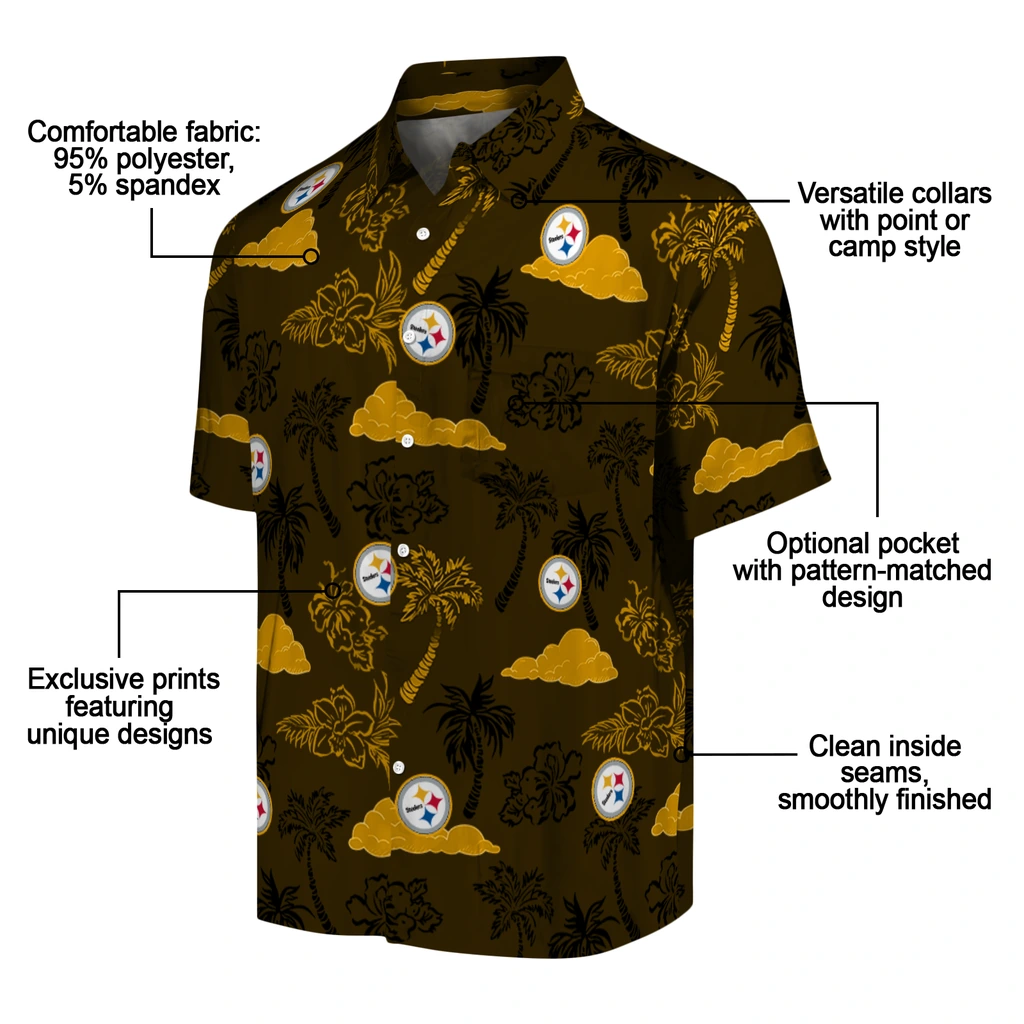 Pittsburgh Steelers Hawaiian Shirt - Palm And Clouds pittsburgh steelers palm and clouds gold hawaiian shirts new arrival