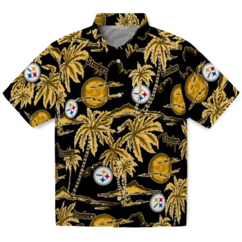 pittsburgh steelers palm sunset hawaiian shirts best selling