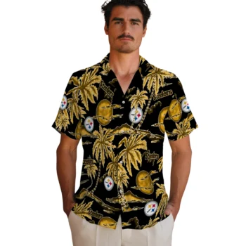 pittsburgh steelers palm sunset hawaiian shirts fashion forward