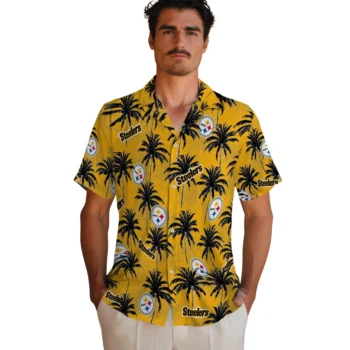 pittsburgh steelers palm grove gold hawaiian shirts fashion forward