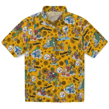 pittsburgh steelers simpsons christmas gold hawaiian shirts best selling
