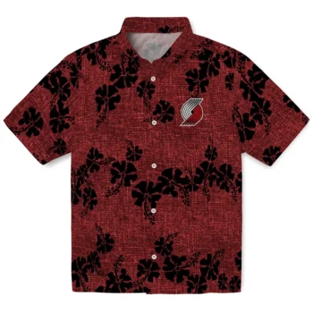 portland trail blazers hibiscus petals red hawaiian shirts best selling