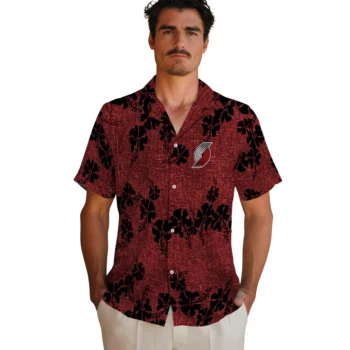 portland trail blazers hibiscus petals red hawaiian shirts fashion forward