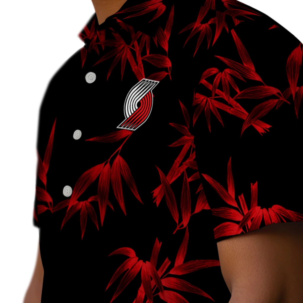 Portland Trail Blazers Hawaiian Shirt - Bamboo Branches portland trail blazers bamboo branches red black hawaiian shirts trendy