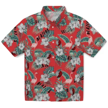 portland trail blazers flamingo palms red hawaiian shirts best selling